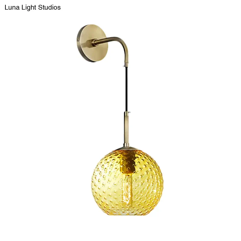 Glazen Bol Wandlamp met Messing Afwerking Retro Design 75cm Hoog E26 E27 Fitting Vintage Sfeerverlichting | Sansoti