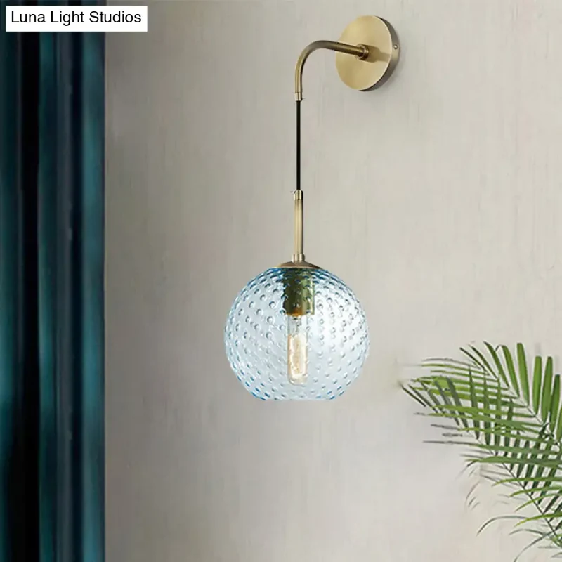 Glazen Bol Wandlamp met Messing Afwerking Retro Design 75cm Hoog E26 E27 Fitting Vintage Sfeerverlichting | Sansoti