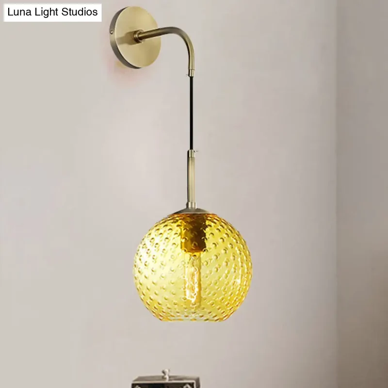 Glazen Bol Wandlamp met Messing Afwerking Retro Design 75cm Hoog E26 E27 Fitting Vintage Sfeerverlichting | Sansoti