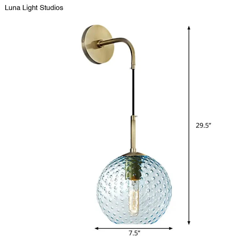 Glazen Bol Wandlamp met Messing Afwerking Retro Design 75cm Hoog E26 E27 Fitting Vintage Sfeerverlichting | Sansoti