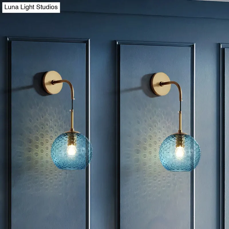 Glazen Bol Wandlamp met Messing Afwerking Retro Design 75cm Hoog E26 E27 Fitting Vintage Sfeerverlichting | Sansoti