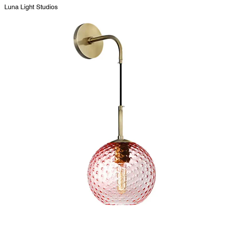 Glazen Bol Wandlamp met Messing Afwerking Retro Design 75cm Hoog E26 E27 Fitting Vintage Sfeerverlichting | Sansoti
