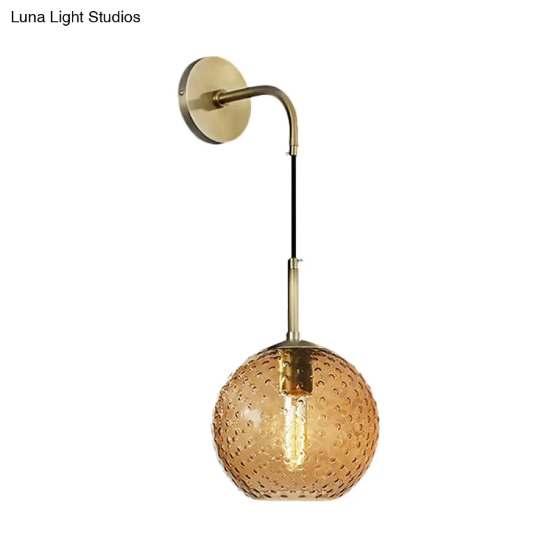 Glazen Bol Wandlamp met Messing Afwerking Retro Design 75cm Hoog E26 E27 Fitting Vintage Sfeerverlichting | Sansoti