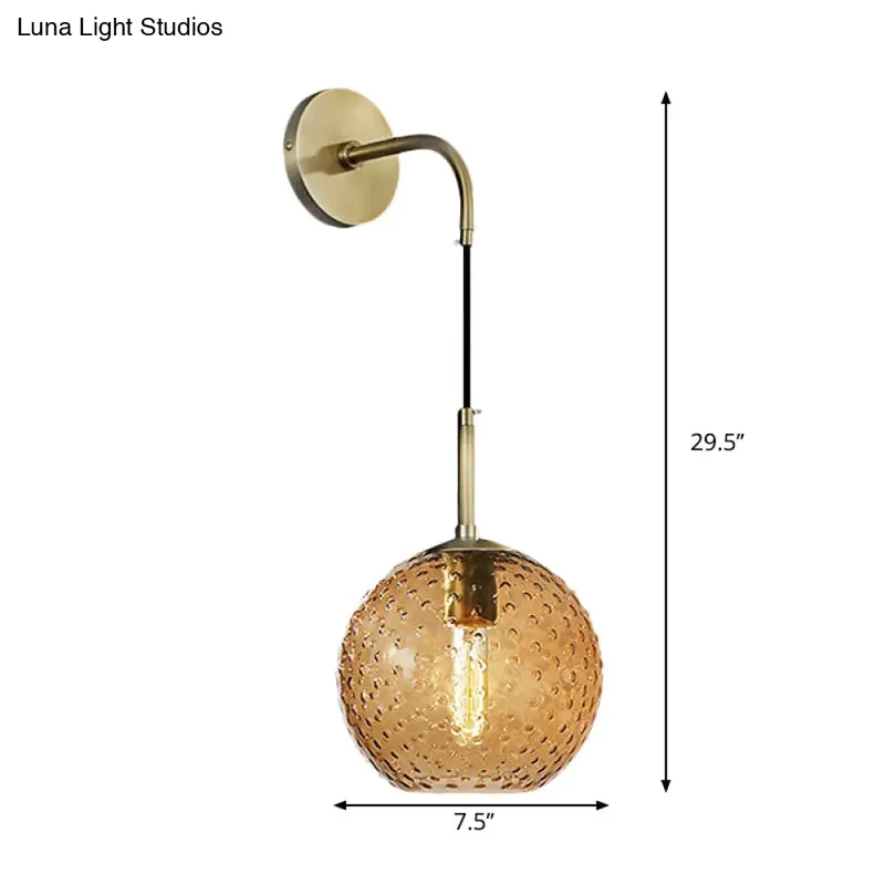 Glazen Bol Wandlamp met Messing Afwerking Retro Design 75cm Hoog E26 E27 Fitting Vintage Sfeerverlichting | Sansoti