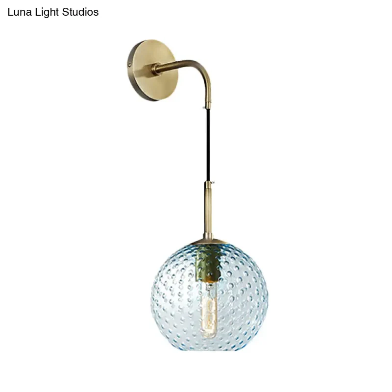 Glazen Bol Wandlamp met Messing Afwerking Retro Design 75cm Hoog E26 E27 Fitting Vintage Sfeerverlichting | Sansoti