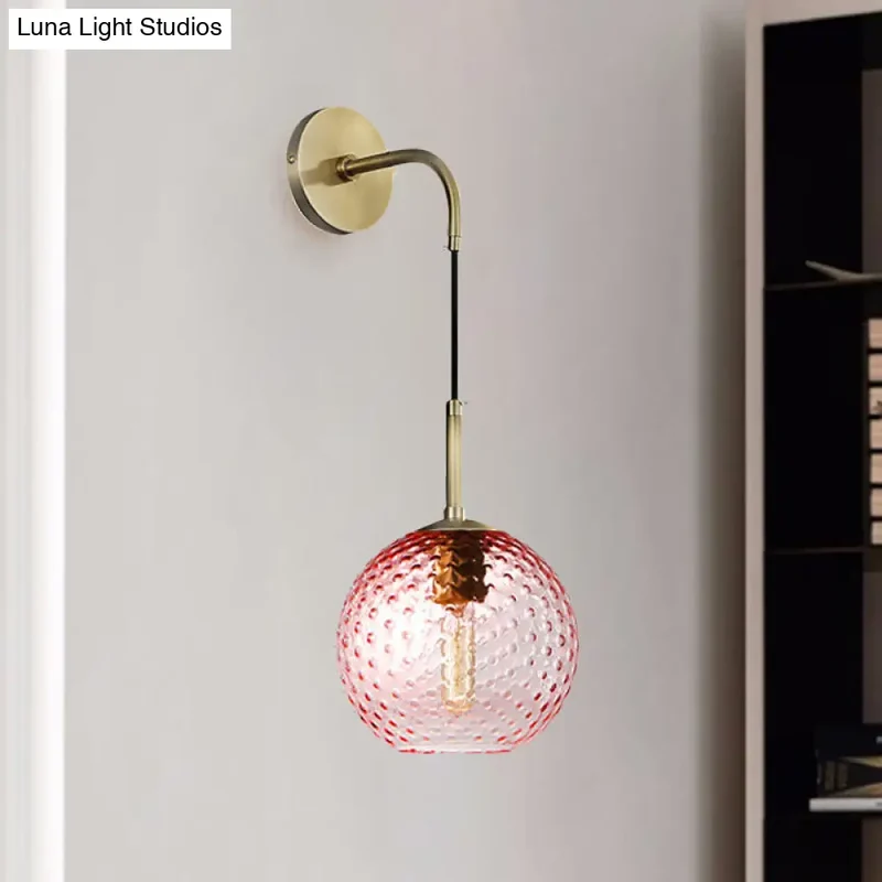 Glazen Bol Wandlamp met Messing Afwerking Retro Design 75cm Hoog E26 E27 Fitting Vintage Sfeerverlichting | Sansoti