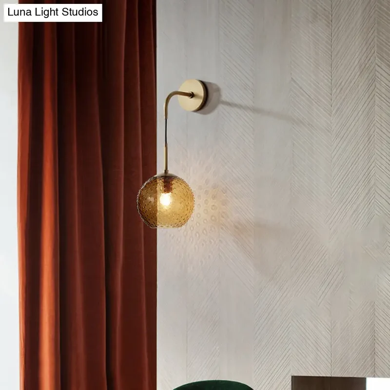 Glazen Bol Wandlamp met Messing Afwerking Retro Design 75cm Hoog E26 E27 Fitting Vintage Sfeerverlichting | Sansoti