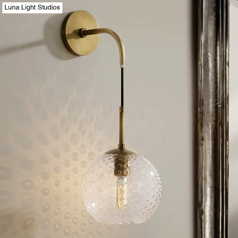 Glazen Bol Wandlamp met Messing Afwerking Retro Design 75cm Hoog E26 E27 Fitting Vintage Sfeerverlichting | Sansoti