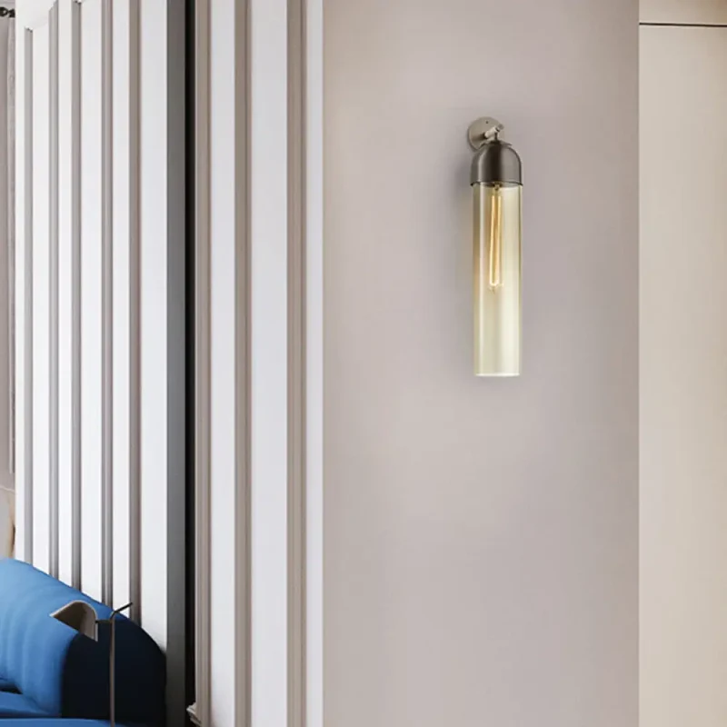 Wandlamp Glazen Buis met Gebogen Arm E14 Fitting voor Slaapkamer Hal Woonkamer Moderne Sfeervolle Verlichting | Sansoti