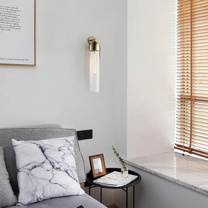 Wandlamp Glazen Buis met Gebogen Arm E14 Fitting voor Slaapkamer Hal Woonkamer Moderne Sfeervolle Verlichting | Sansoti