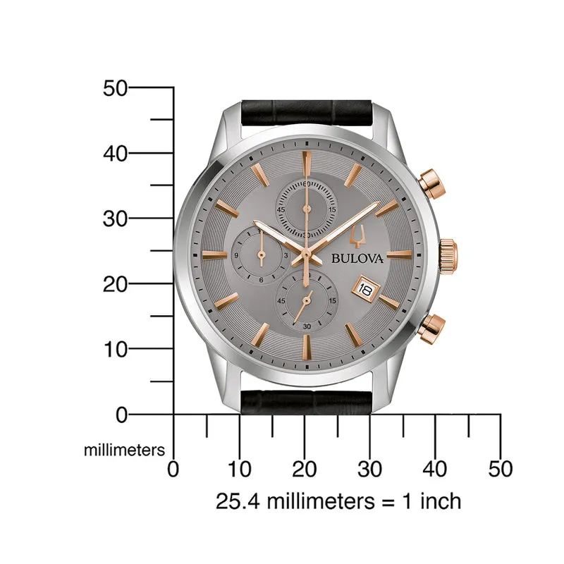 Bulova Sutton 98B409 Herrenuhr Grau • Chronograph • Edelstahlgehäuse