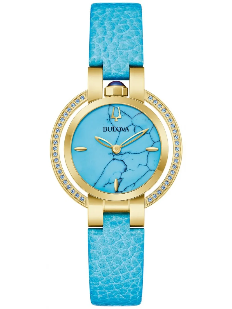 Bulova Rubaiyat 97R104 Damenuhr Goldfarben/Blau • Saphirglas • 42 Blaue Topase