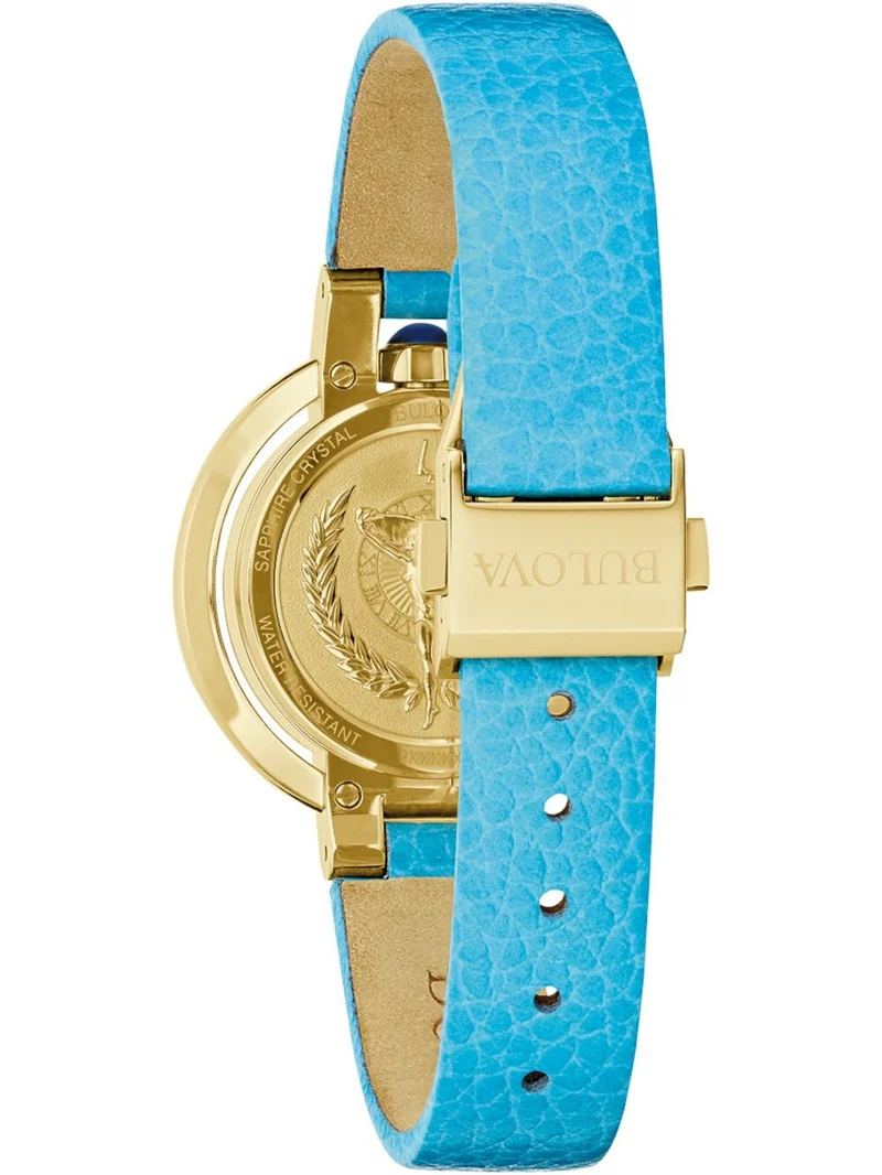 Bulova Rubaiyat 97R104 Damenuhr Goldfarben/Blau • Saphirglas • 42 Blaue Topase