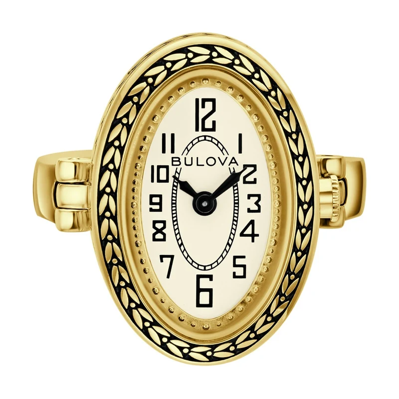 Bulova Ring Watch 97L188 Damen Armbanduhr Elfenbein • Saphirglas • Historisches Archiv-Design