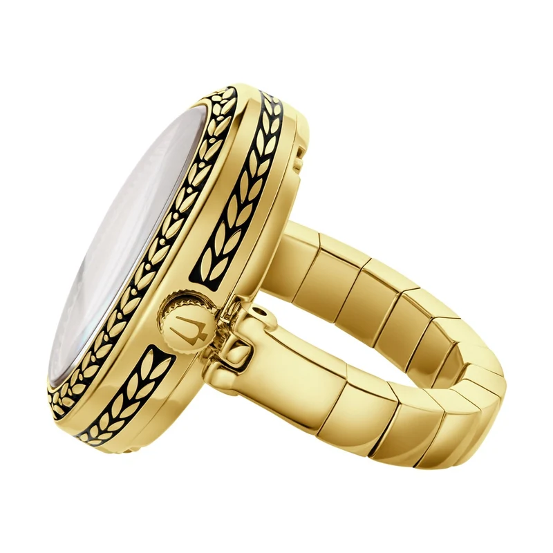 Bulova Ring Watch 97L188 Damen Armbanduhr Elfenbein • Saphirglas • Historisches Archiv-Design