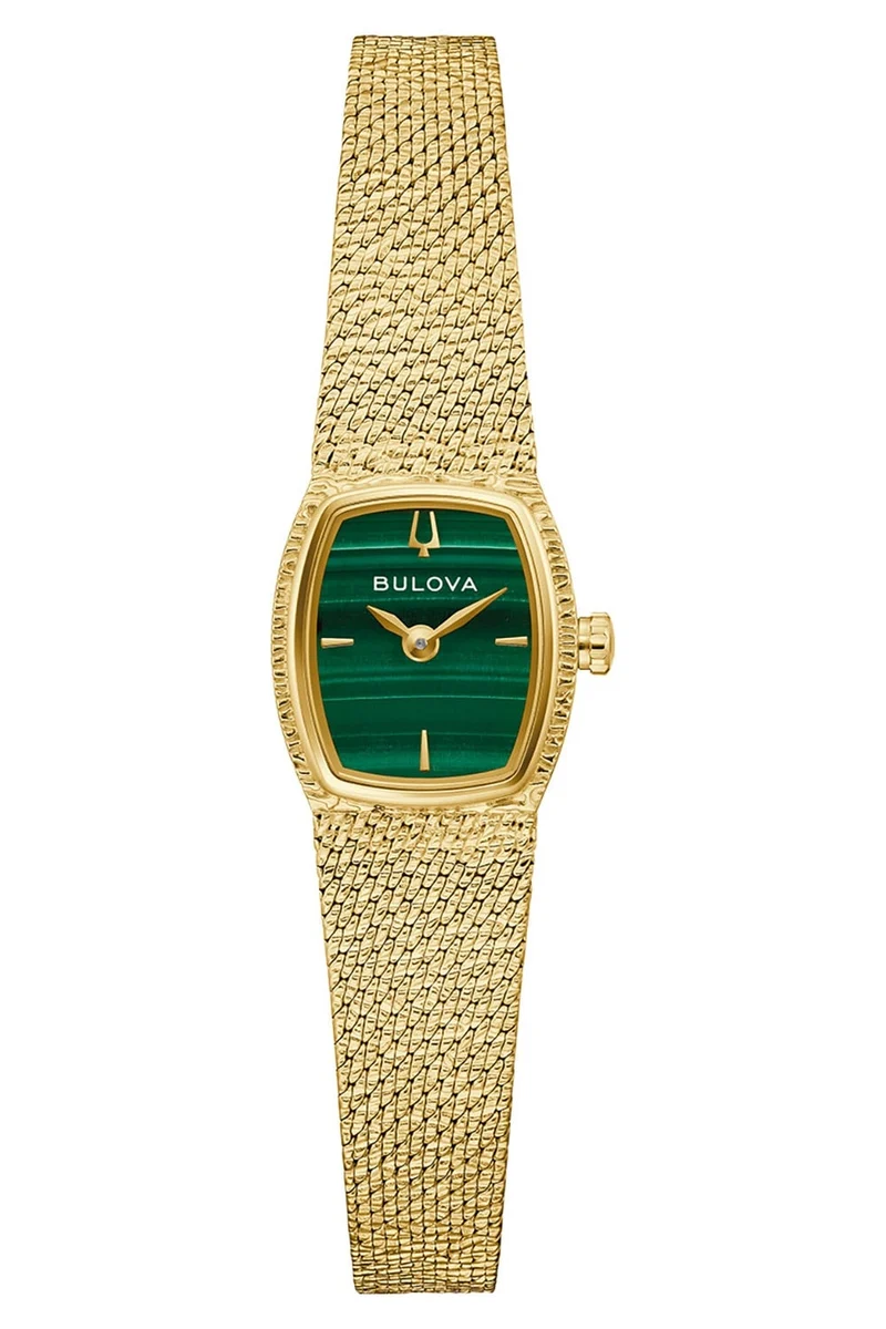Bulova Goddess of Time 97L184 Damenuhr Goldfarben/Grün • Saphirglas • Quarzwerk