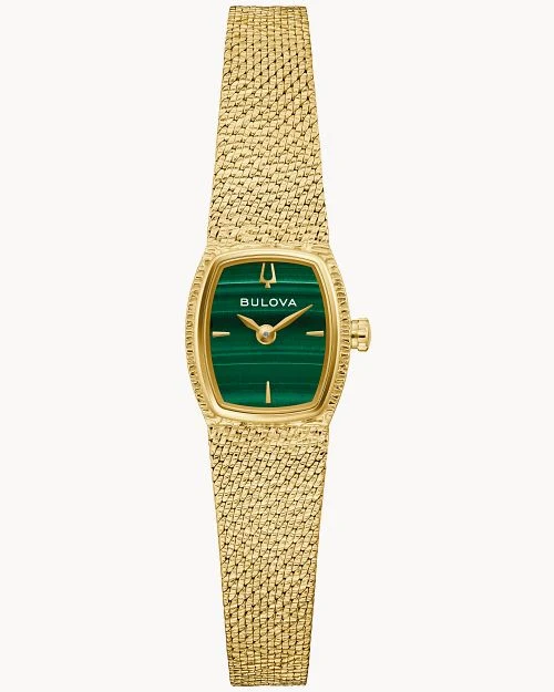 Bulova Goddess of Time 97L184 Damenuhr Goldfarben/Grün • Saphirglas • Quarzwerk