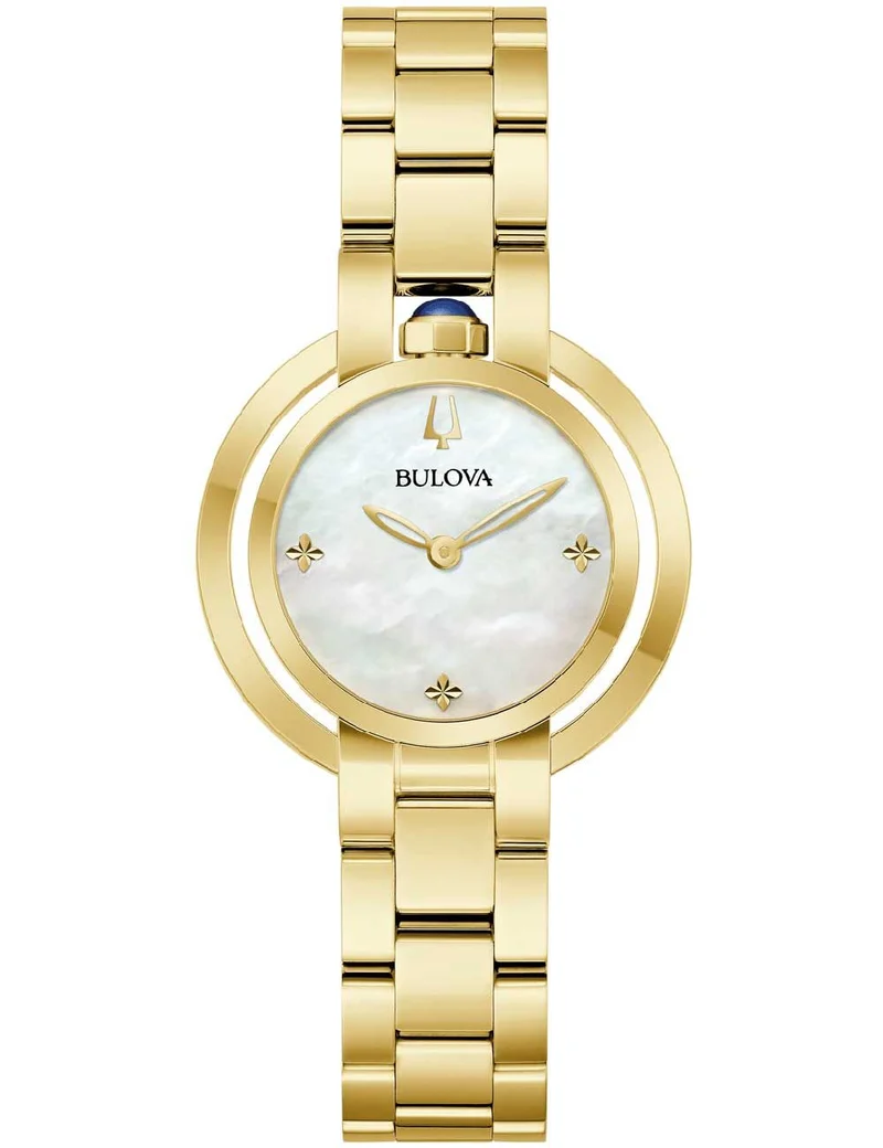 Bulova Rubaiyat 97L181 Damen Armbanduhr Weiß • Saphirglas • Goldfarben Edelstahl