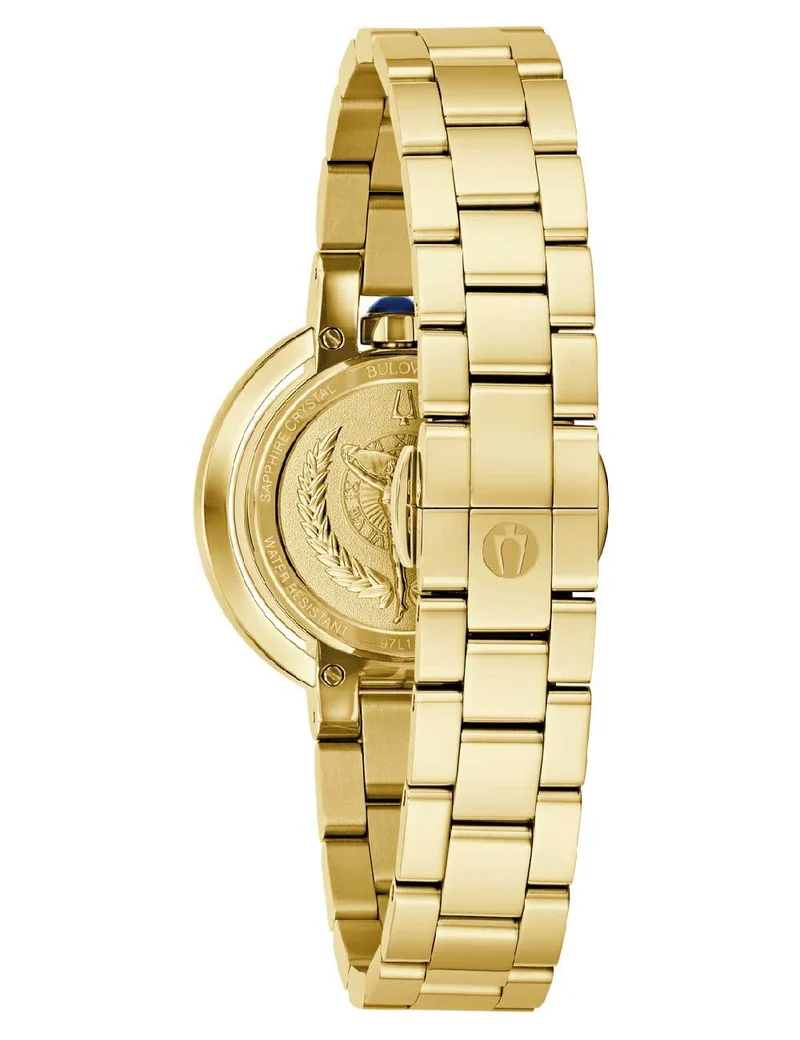 Bulova Rubaiyat 97L181 Damen Armbanduhr Weiß • Saphirglas • Goldfarben Edelstahl