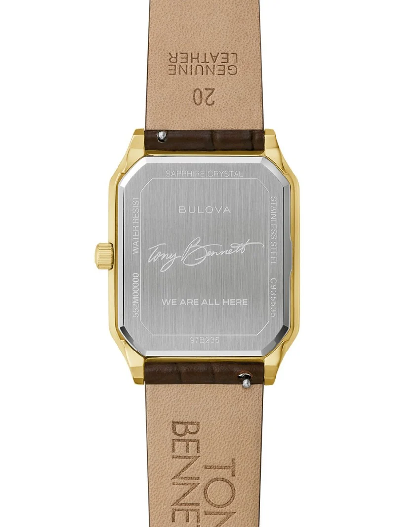 Bulova Tony Bennett 97B235 Herren Armbanduhr Schwarz • Saphirglas mit Antireflex • Vergoldetes Edelstahlgehäuse