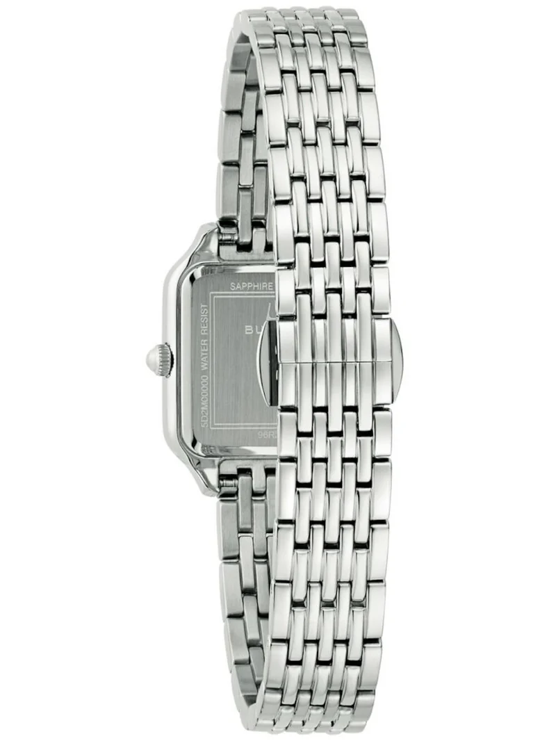 Bulova Sutton 96R256 Damen Armbanduhr Weiß • Saphirglas mit Diamantbesatz • Perlmutt-Zifferblatt