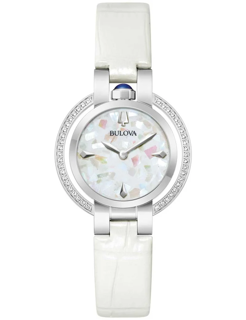 Bulova Rubaiyat 96R254 Damenuhr Weiß • 42 Weiße Saphire 0,25 ct • Saphirglas