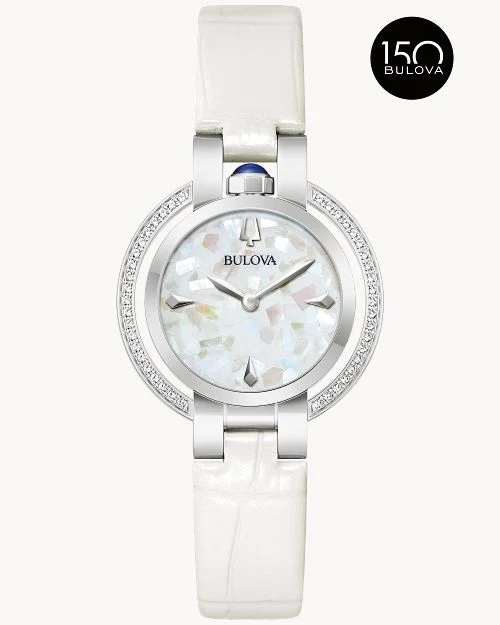 Bulova Rubaiyat 96R254 Damenuhr Weiß • 42 Weiße Saphire 0,25 ct • Saphirglas