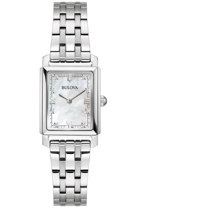 Bulova Sutton 96P244 Damen Armbanduhr • Perlmutt-Zifferblatt • 8 Diamanten