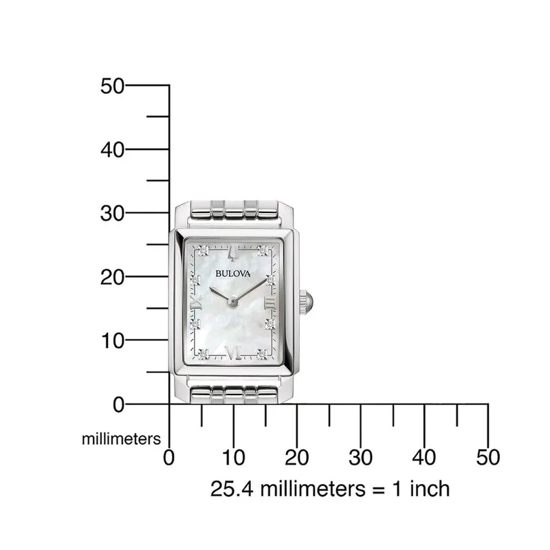 Bulova Sutton 96P244 Damen Armbanduhr • Perlmutt-Zifferblatt • 8 Diamanten