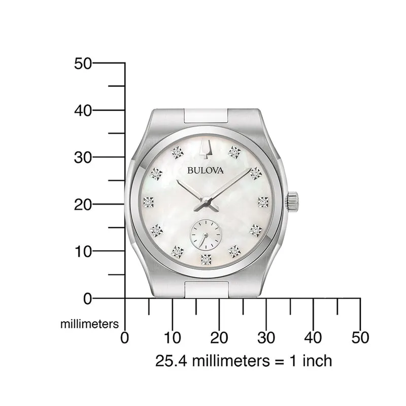 Bulova Surveyor 96P242 Damenuhr Silber • Quarzwerk mit 11 Diamanten • Edelstahlarmband