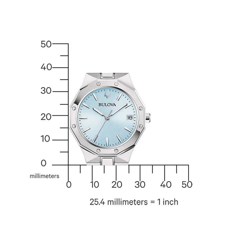 Bulova Classic 96M169 Damen Armbanduhr Hellblau • Saphirglas • 10 ATM Wasserdichtigkeit