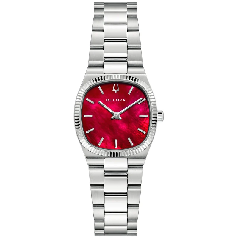 Bulova Super Seville 96L354 Damen Armbanduhr Rot • Saphirglas • Leuchtzifferblatt