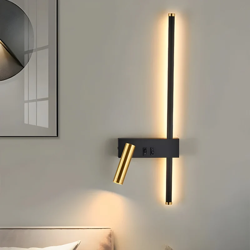 Wandlamp LED Zwart Goud Met Schakelaar Up Down Light | Sansoti
