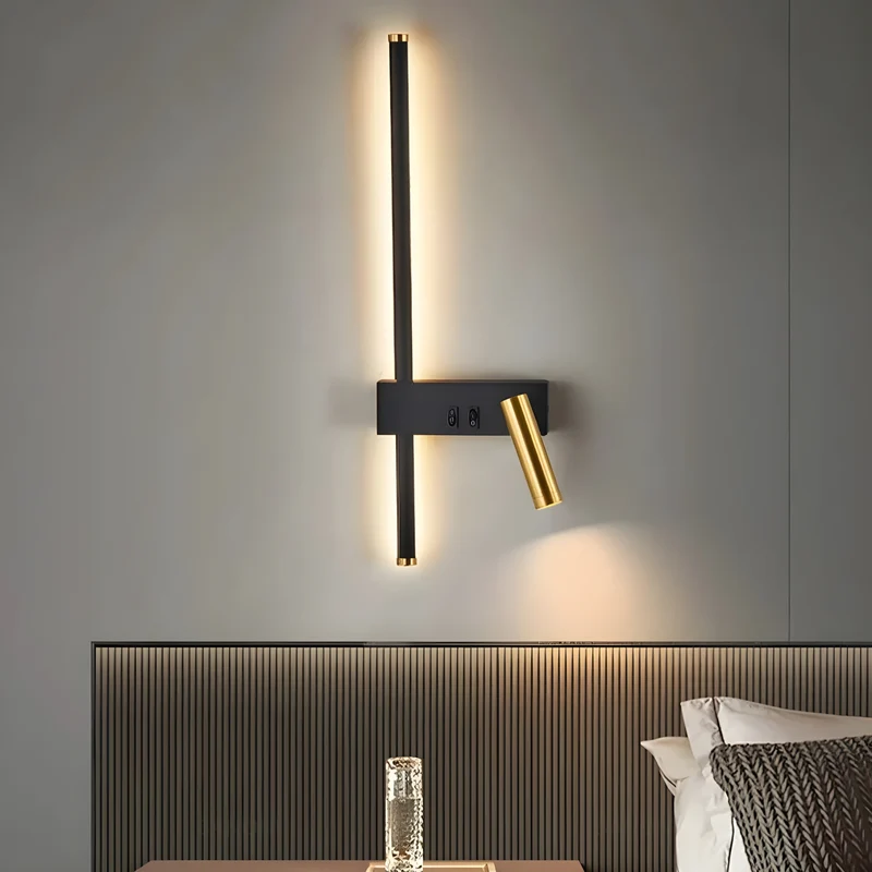 Wandlamp LED Zwart Goud Met Schakelaar Up Down Light | Sansoti