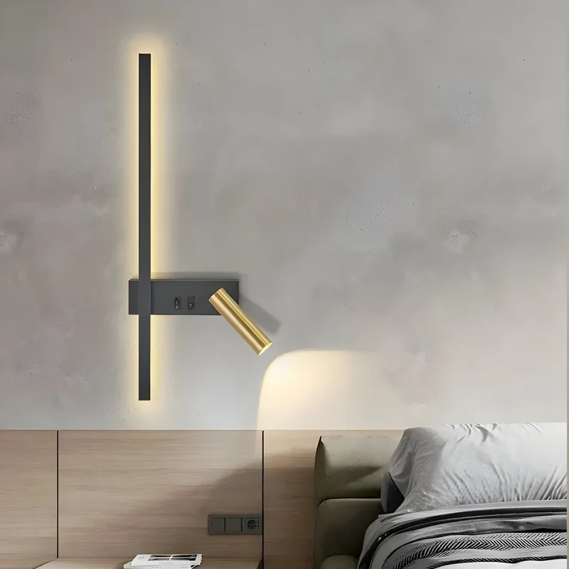 Wandlamp LED Zwart Goud Met Schakelaar Up Down Light | Sansoti