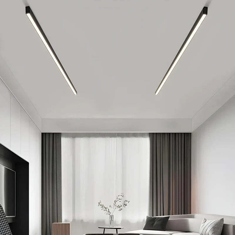 LED Plafondlamp Smal Modern Aluminium Zwart Wit 60-120cm | Sansoti