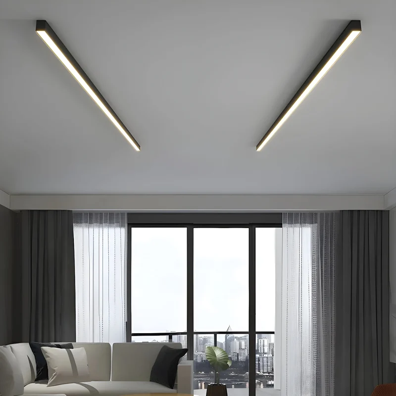 LED Plafondlamp Smal Modern Aluminium Zwart Wit 60-120cm | Sansoti