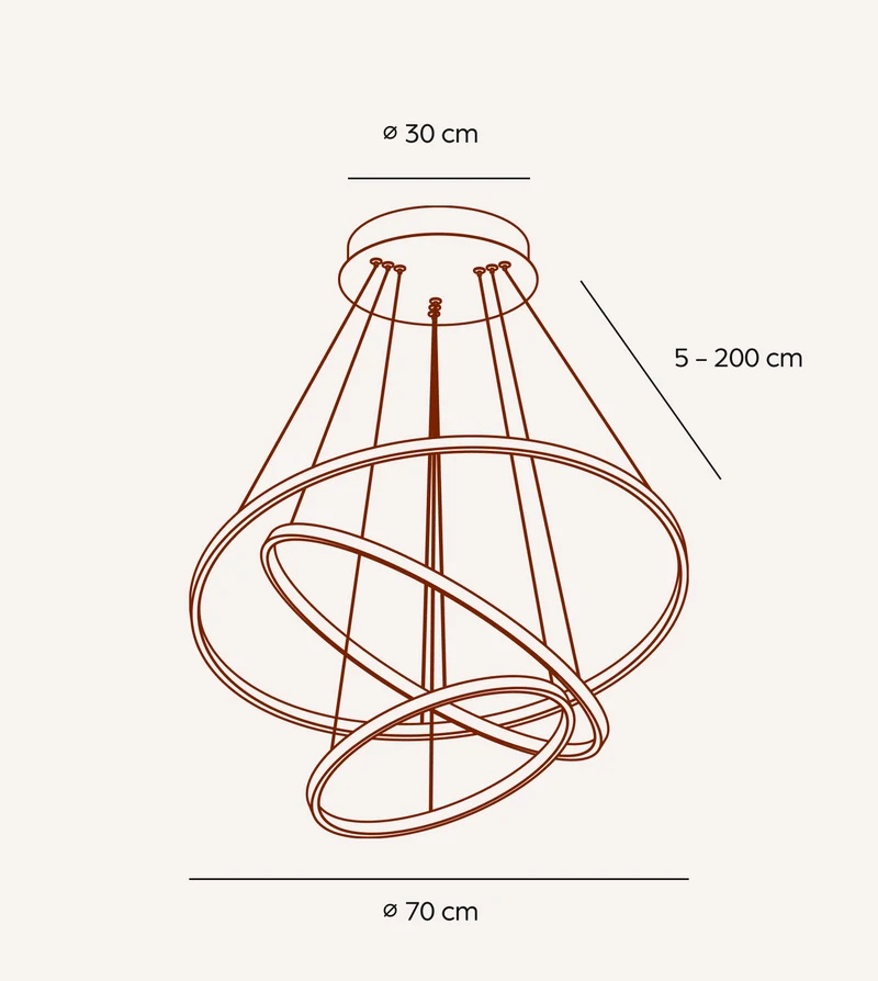LED Hanglamp Ringen 70-55-40cm Dimbaar Aluminium Design | Sansoti