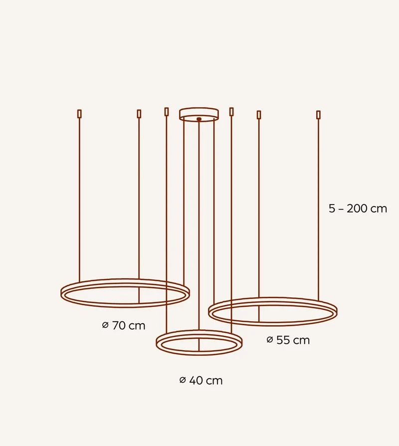LED Hanglamp Ringen Zwart Wit Goud Dimbaar 70W Aluminium Modern | Sansoti