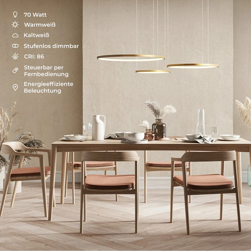 LED Hanglamp Ringen Zwart Wit Goud Dimbaar 70W Aluminium Modern | Sansoti