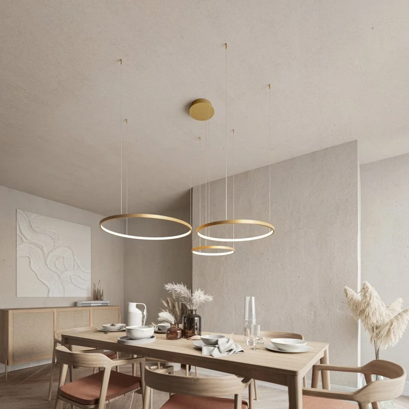 LED Hanglamp Ringen Zwart Wit Goud Dimbaar 70W Aluminium Modern | Sansoti