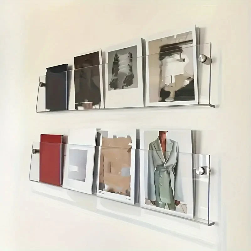 Wandplank Tijdschriftenhouder Transparant 40x3,5x15cm Modern Design | Sansoti