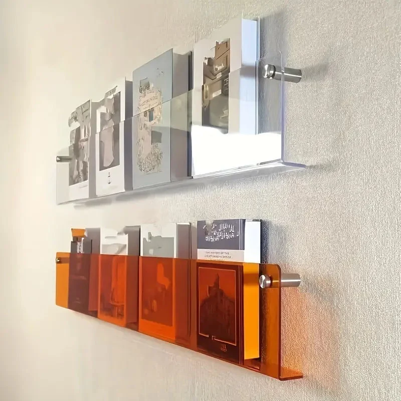 Wandplank Tijdschriftenhouder Transparant 40x3,5x15cm Modern Design | Sansoti