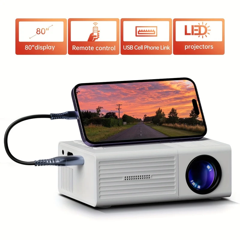 Mini Beamer 3000 Lumen Draagbaar Met HDMI USB Voor Thuisbioscoop | Sansoti
