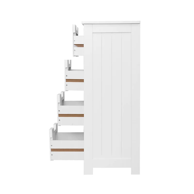 Smalle Witte Ladekast met 4 Lades – Landelijke Opbergkast van MDF 81 cm | Sansoti
