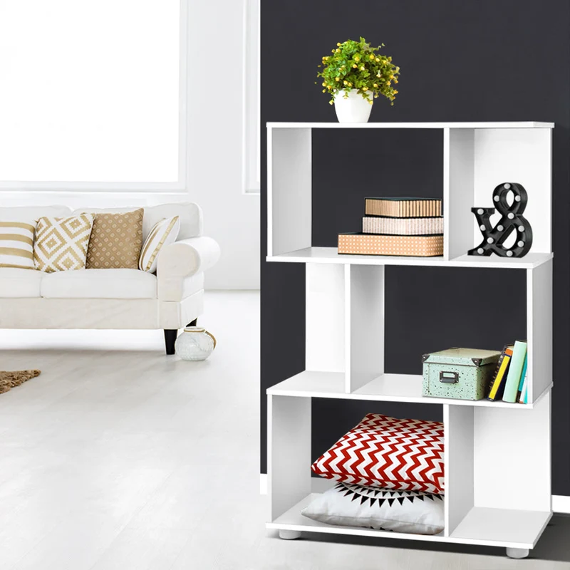 Design Boekenkast met Zigzag Planken 3-Laags – Moderne Display Kast 60 cm | Sansoti