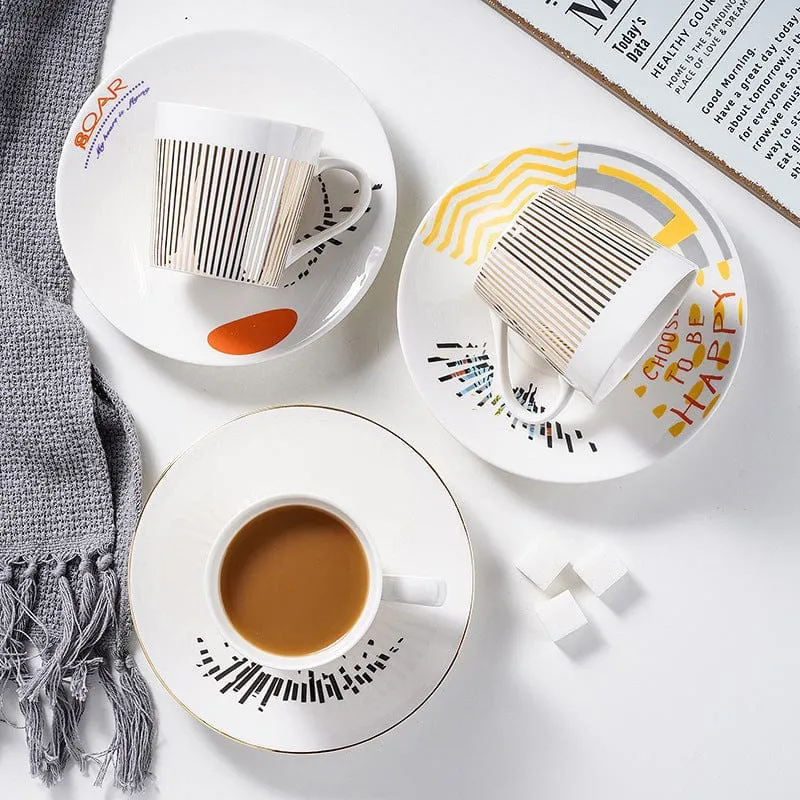 Koffiekop Met Spiegel Reflectie Schotel Keramiek Design Set | Sansoti