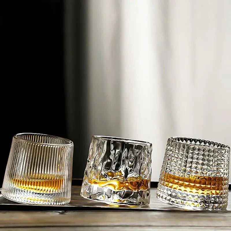 Roterend Whiskyglas van Geblazen Glas – Textuur Design 160 ml | Sansoti