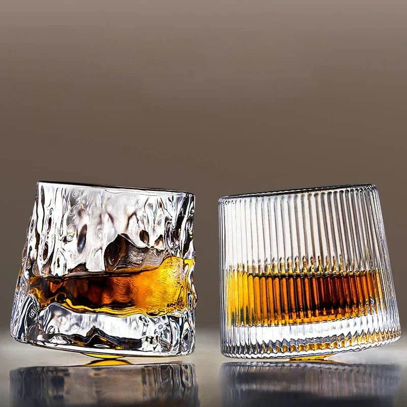 Roterend Whiskyglas van Geblazen Glas – Textuur Design 160 ml | Sansoti