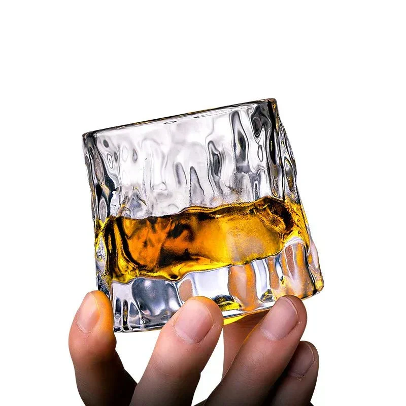 Roterend Whiskyglas van Geblazen Glas – Textuur Design 160 ml | Sansoti
